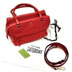 Kate Spade New York PillboxRed Leather Handbag/crossbody w/dust cover